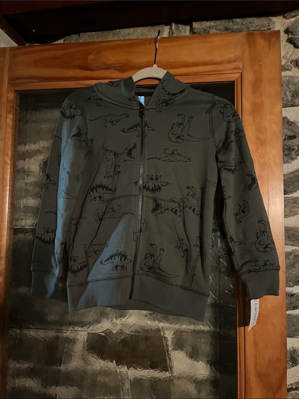 Carter's Olive Green Dinosaur Zip Hoodie